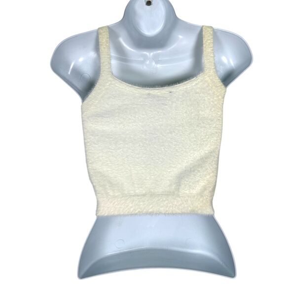 Forever 21 Fuzzy Cozy Sweater Crop Top Cream Size Small NEW with Tags - Picture 5 of 5